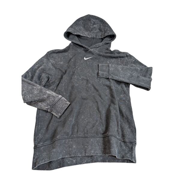 Y2K Nike Acid Wash Swoosh Hoodie Black Small Pullover Unisex Embroidered Logo - Picture 1 of 8